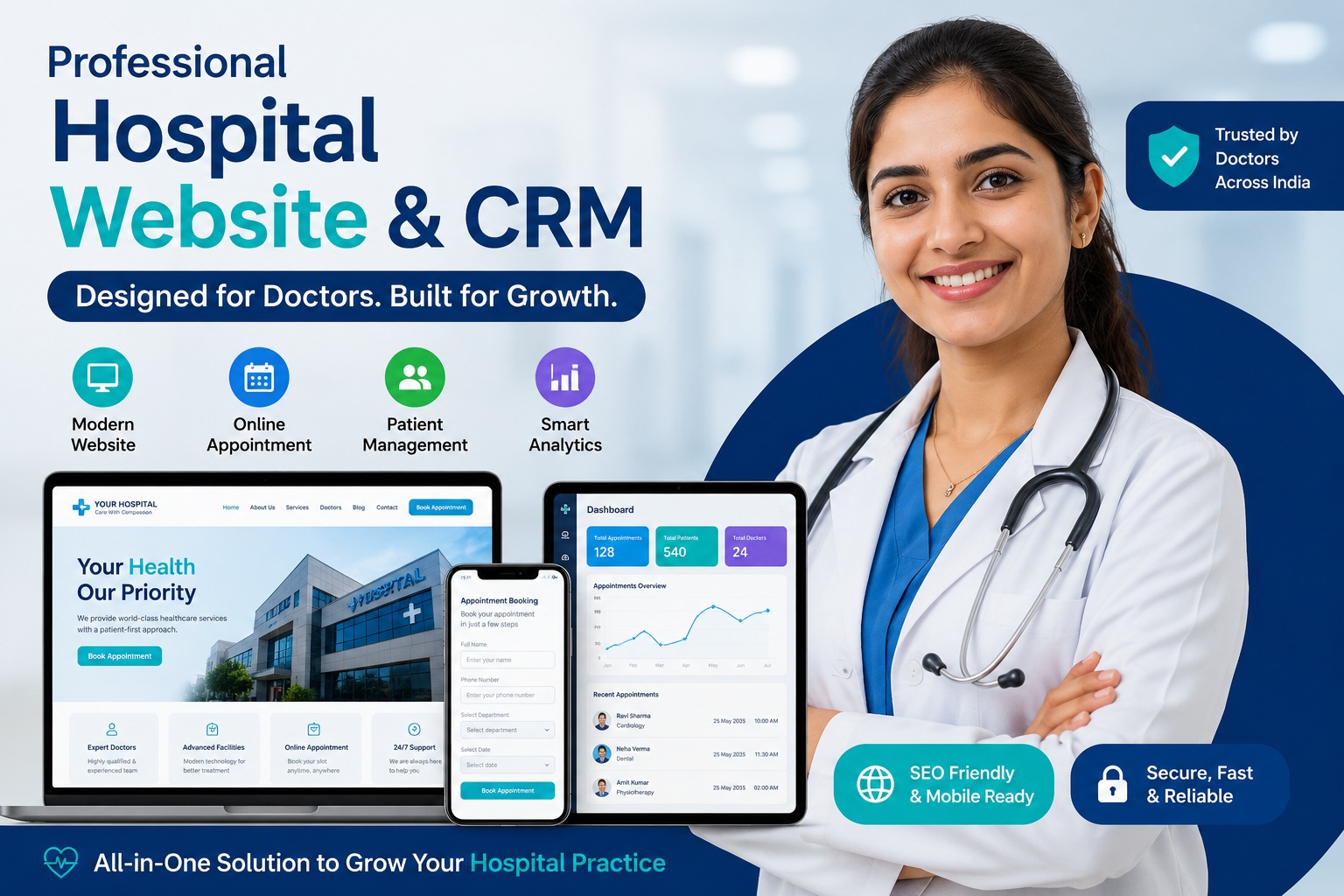 Hospital Website & CRM for Doctors | Clinic Management System